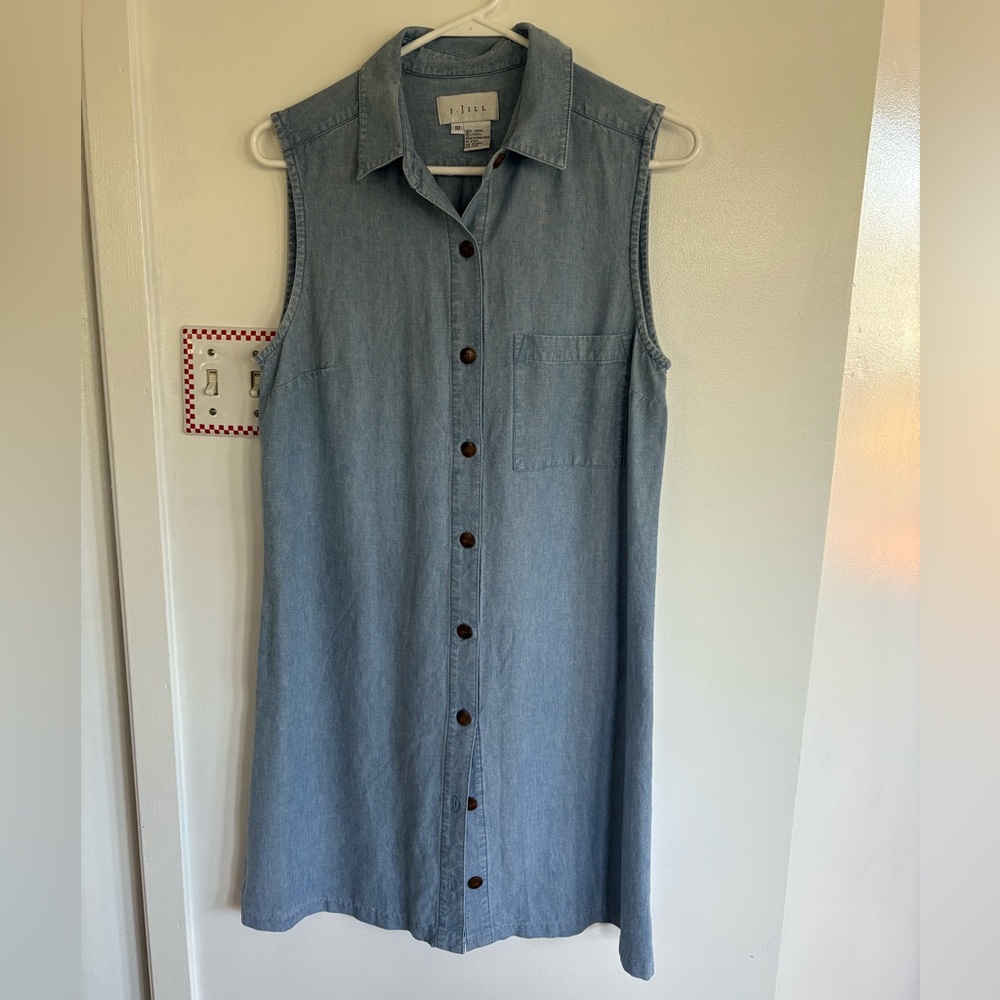 J. Jill Denim Blue chambray Sleeveless Shirt Dress